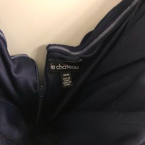 Dark navy blue strapless formal dress